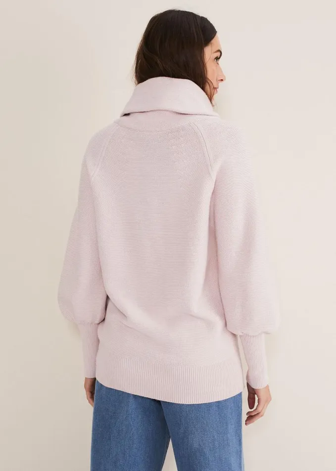 Phase Eight Dahlie Cowl Neck Knit Jumper Soft Pink Women Knitwear