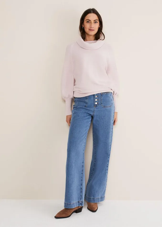 Phase Eight Dahlie Cowl Neck Knit Jumper Soft Pink Women Knitwear
