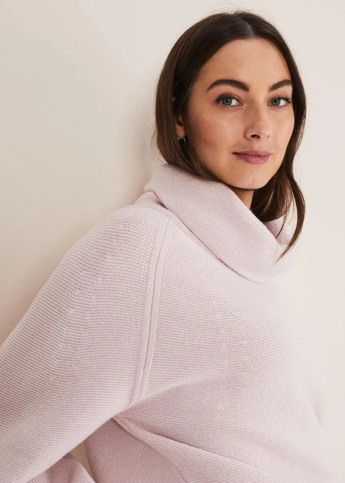 Phase Eight Dahlie Cowl Neck Knit Jumper Soft Pink Women Knitwear