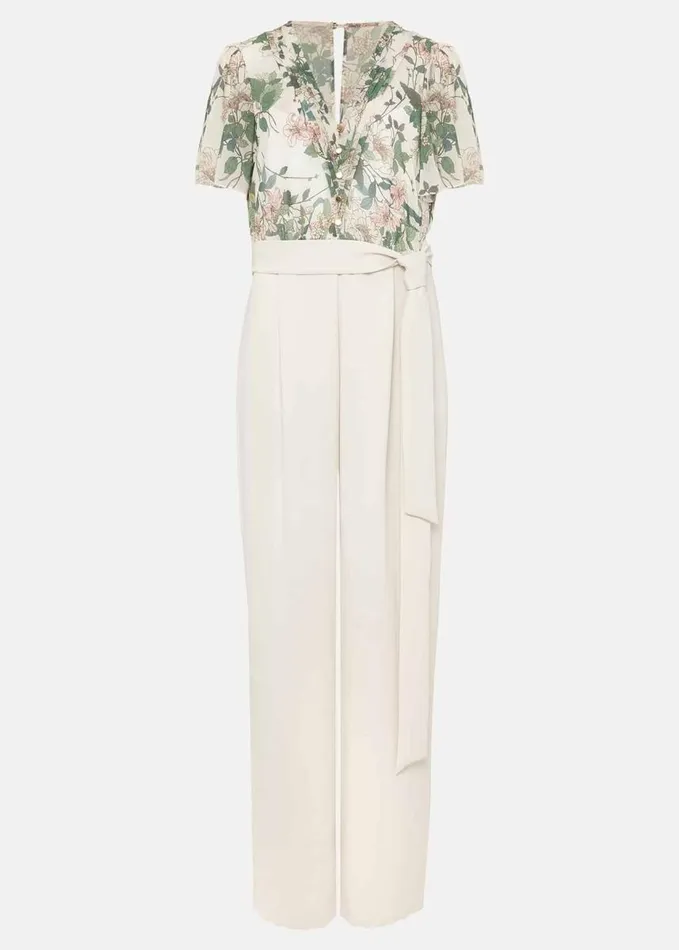 Phase Eight Dani Floral Print Wide Leg Jumpsuit Buttermilk Women Dresses