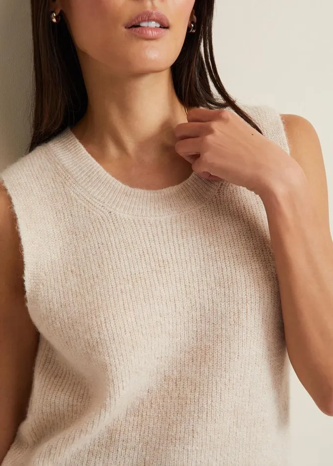 Phase Eight Daniella Mohair Knitted Tank Stone Women Knitwear