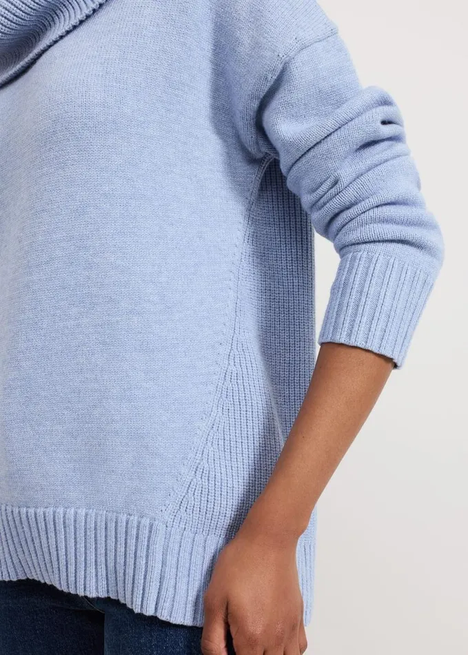 Phase Eight Dara Blue Chunky Cowl Neck Jumper Blue Women Knitwear