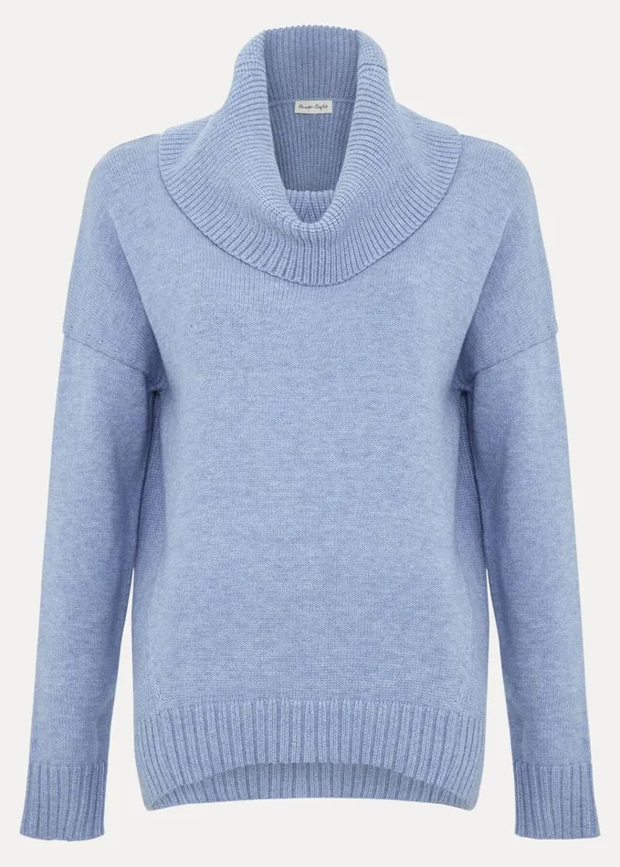 Phase Eight Dara Blue Chunky Cowl Neck Jumper Blue Women Knitwear