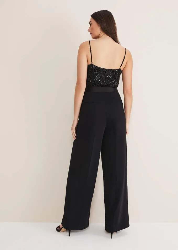 Phase Eight Elandra Wide Leg Tux Trousers Black Women Trousers