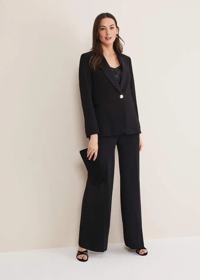 Phase Eight Elandra Wide Leg Tux Trousers Black Women Trousers