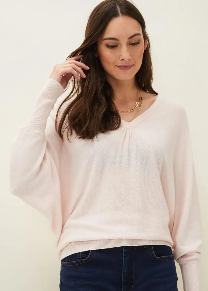 Phase Eight Ellen Fine Knit Jumper Pale Pink Women Knitwear
