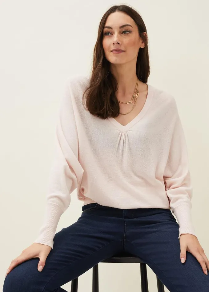 Phase Eight Ellen Fine Knit Jumper Pale Pink Women Knitwear