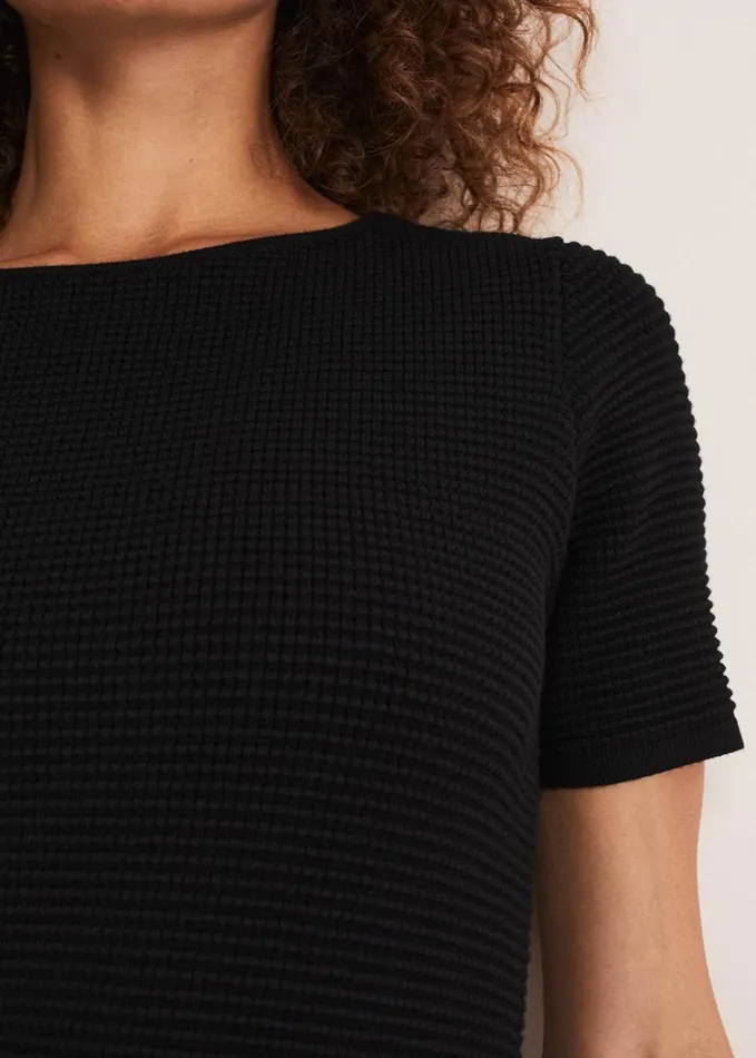 Phase Eight Elsa Ribbed Short Sleeve TShirt Dress Black Women Dresses