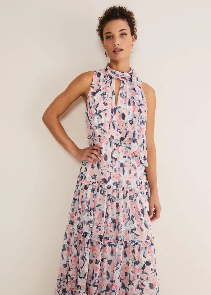 Phase Eight Esme Floral High Neck Maxi Dress Multicoloured Women Dresses