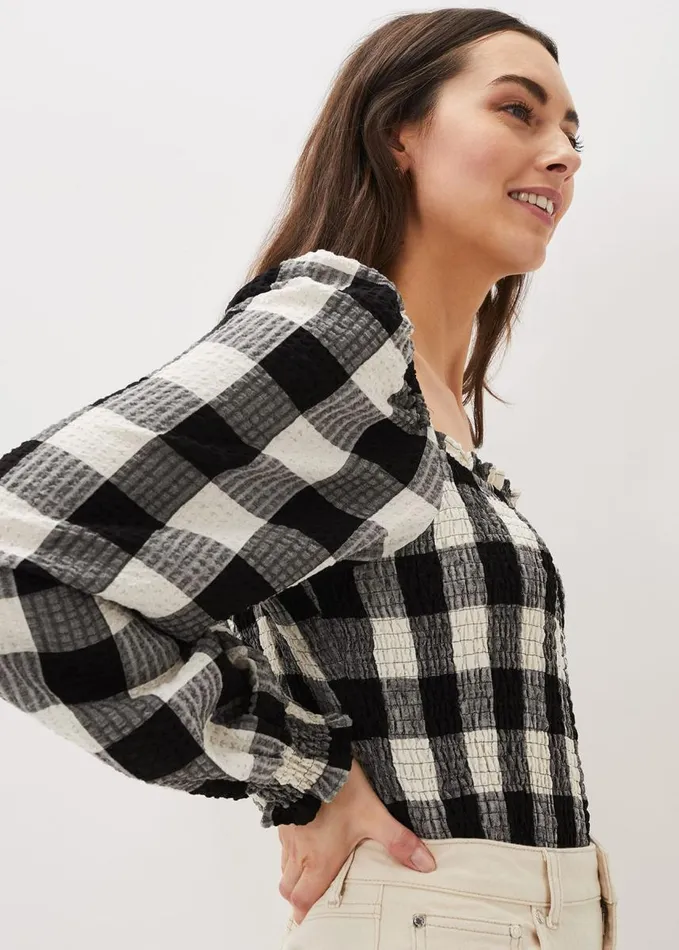 Phase Eight Esty Gingham Square Neck Blouse Navywhite Women Shirts and Blouses