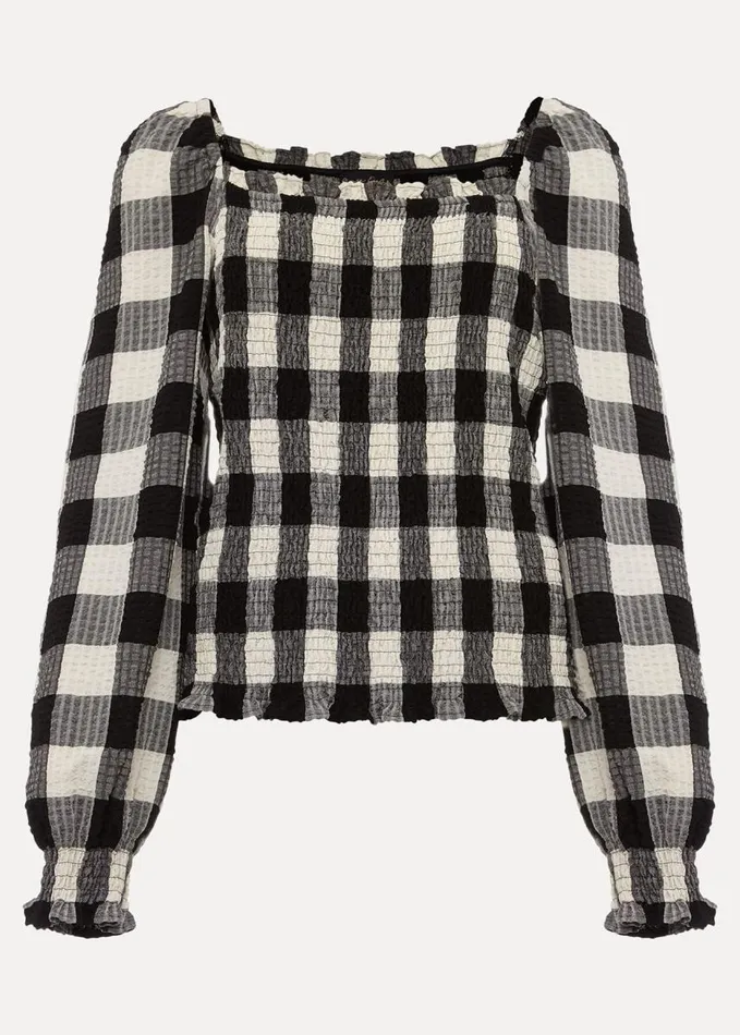 Phase Eight Esty Gingham Square Neck Blouse Navywhite Women Shirts and Blouses