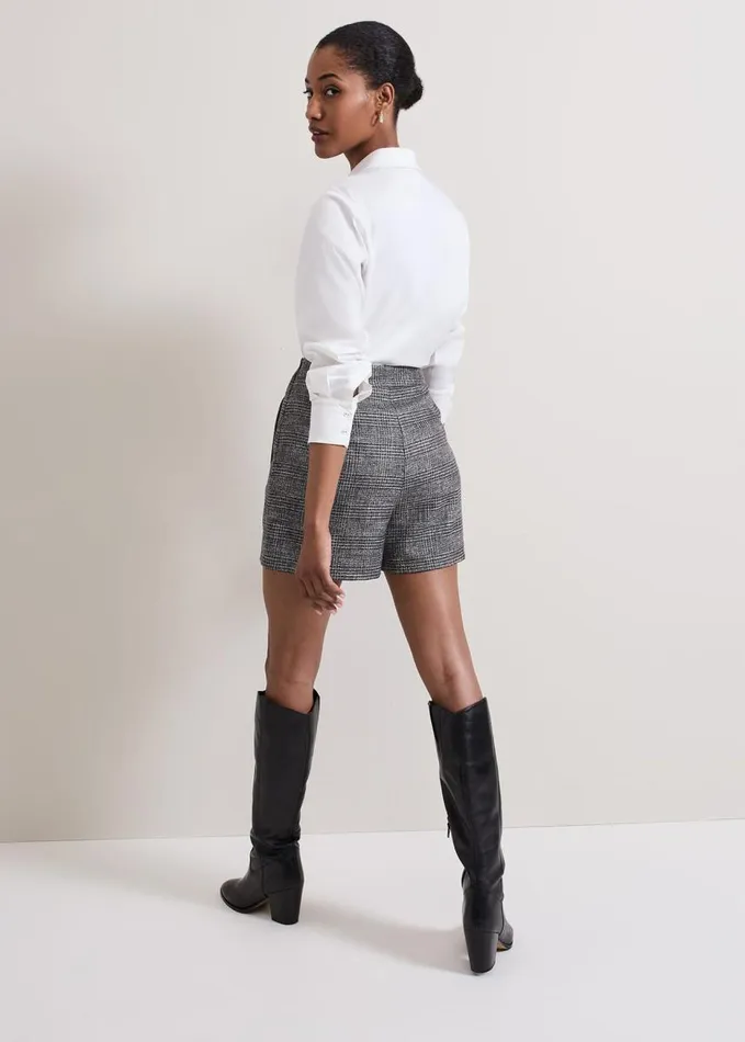 Phase Eight Evie Check Shorts Grey Women Trousers
