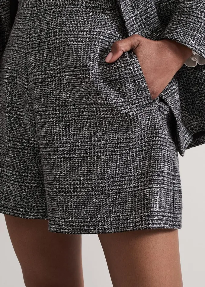 Phase Eight Evie Check Shorts Grey Women Trousers