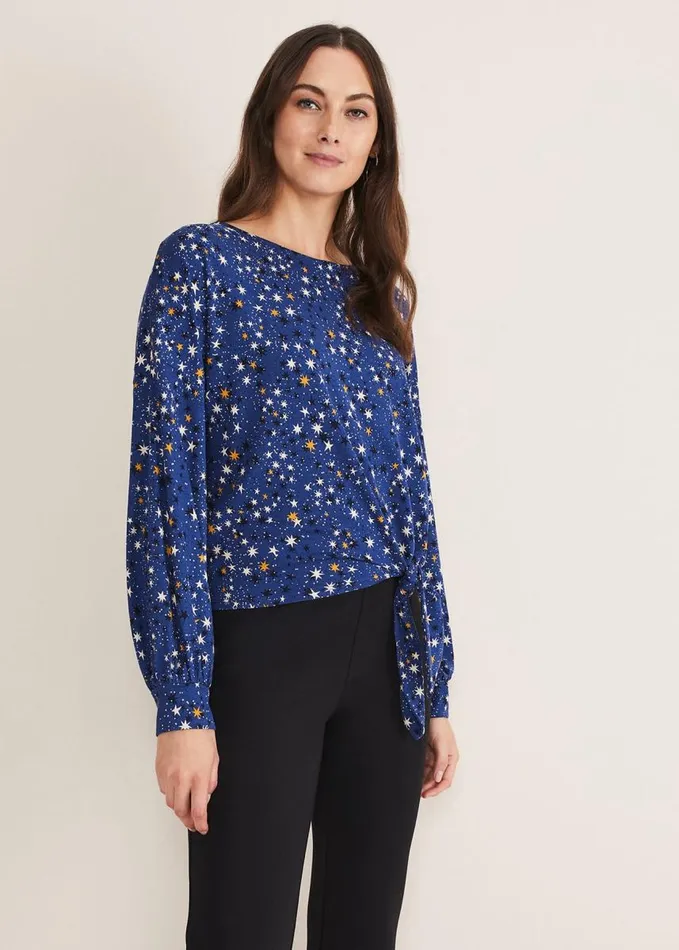 Phase Eight Felisity Star Tie Top Blue Women Tops and TShirts