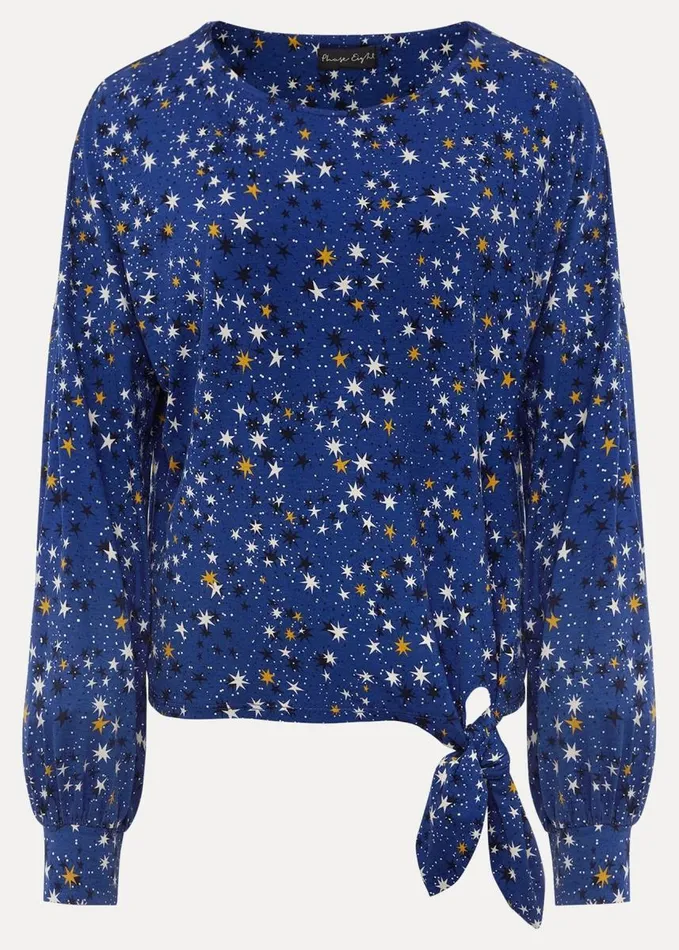 Phase Eight Felisity Star Tie Top Blue Women Tops and TShirts