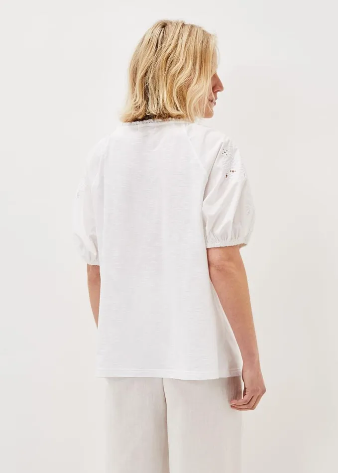 Phase Eight Floella Embroidered Sleeve Jersey Top White Women Tops and TShirts