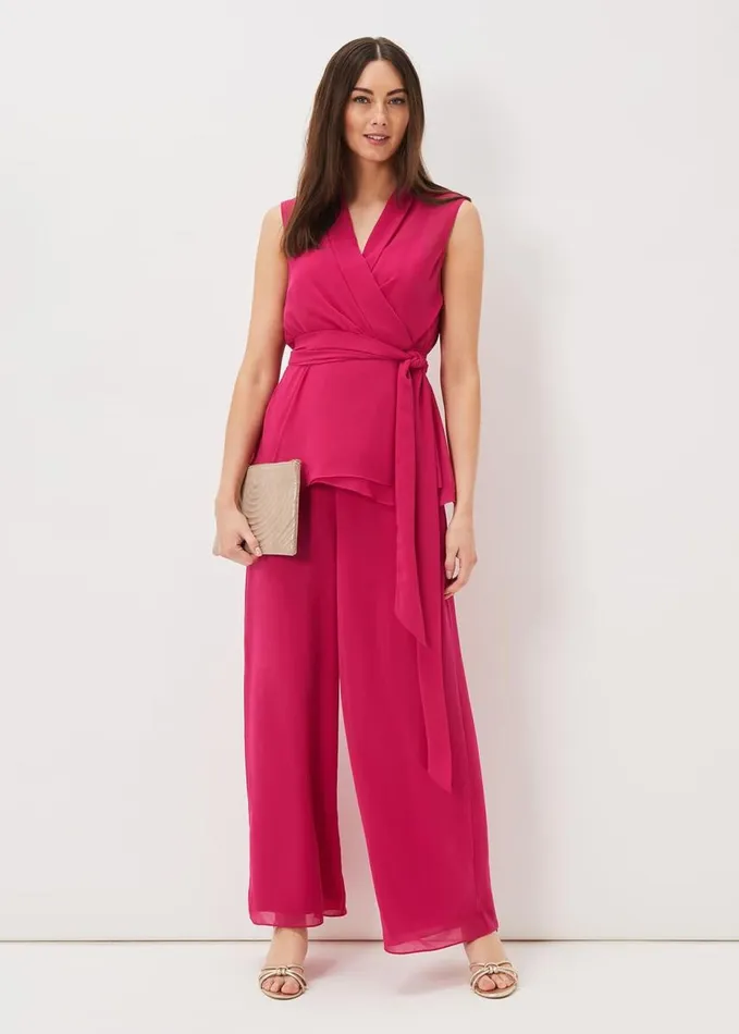 Phase Eight Florentine Chiffon Trousers Magenta Pink Women Trousers