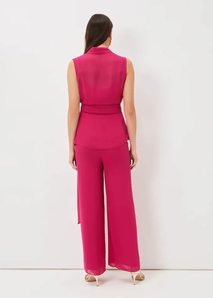 Phase Eight Florentine Chiffon Trousers Magenta Pink Women Trousers