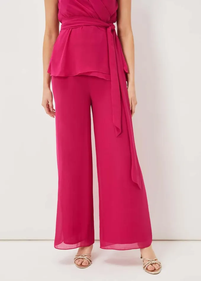 Phase Eight Florentine Chiffon Trousers Magenta Pink Women Trousers