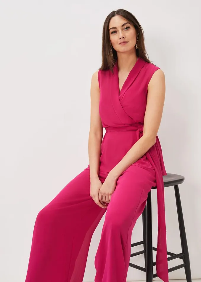 Phase Eight Florentine Chiffon Trousers Magenta Pink Women Trousers