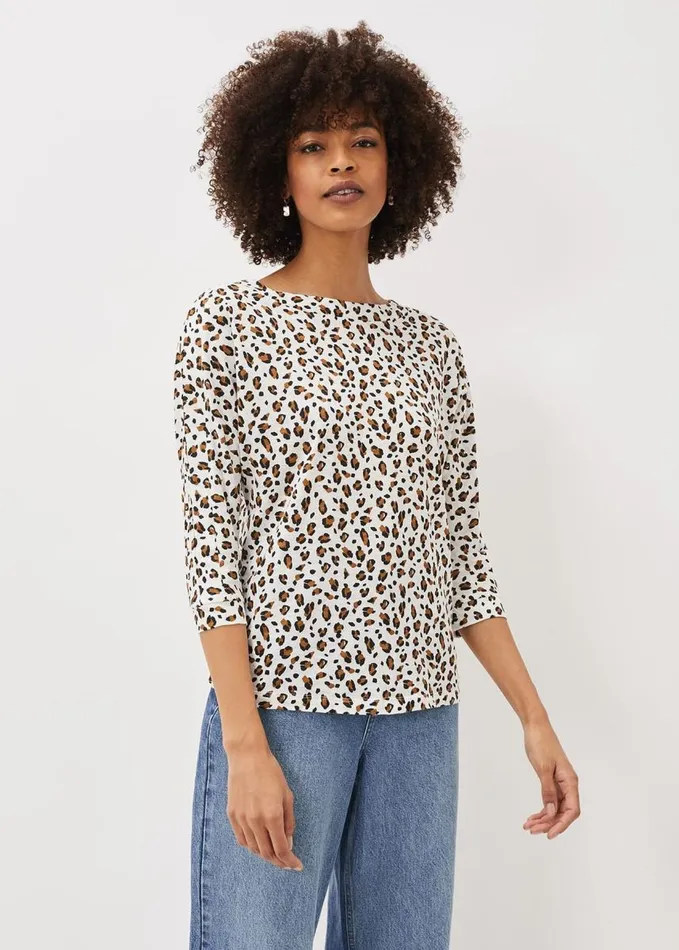 Phase Eight Florentine Leopard Print Top Ivory Multi Women Tops and TShirts