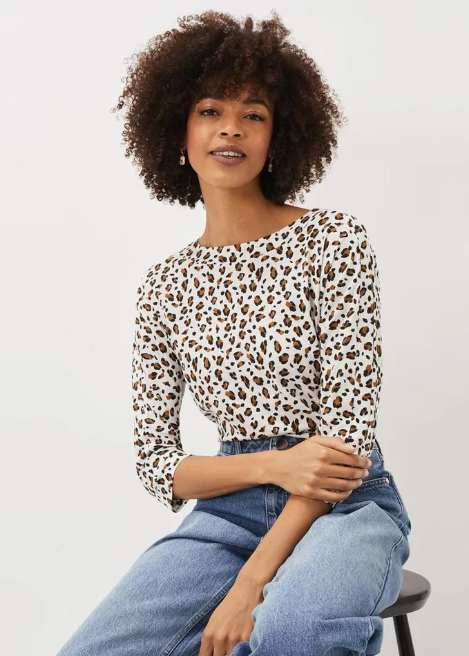 Phase Eight Florentine Leopard Print Top Ivory Multi Women Tops and TShirts
