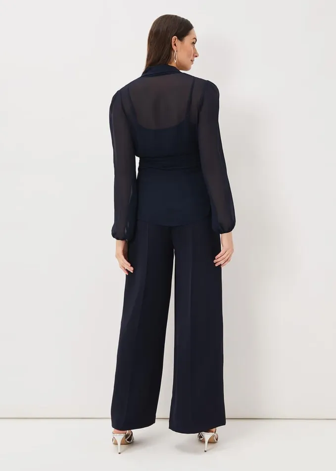 Phase Eight Florentine Wide Leg Trousers Navy Women Trousers
