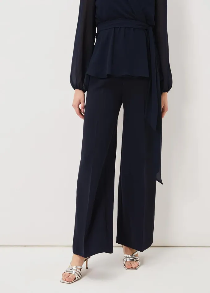 Phase Eight Florentine Wide Leg Trousers Navy Women Trousers