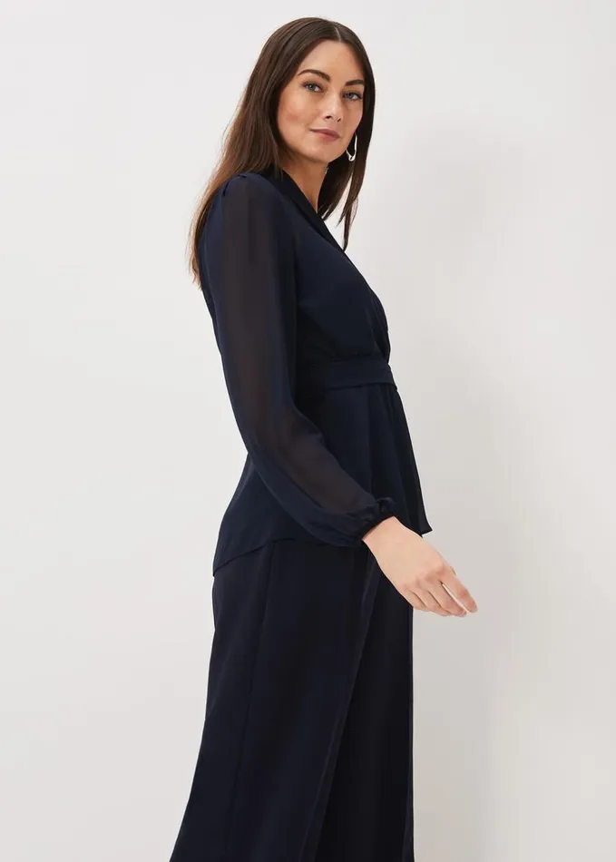 Phase Eight Florentine Wide Leg Trousers Navy Women Trousers
