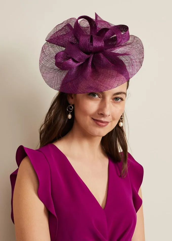 Phase Eight Freeform Bow Disc Fascinator Purple Women Fascinators and Hats