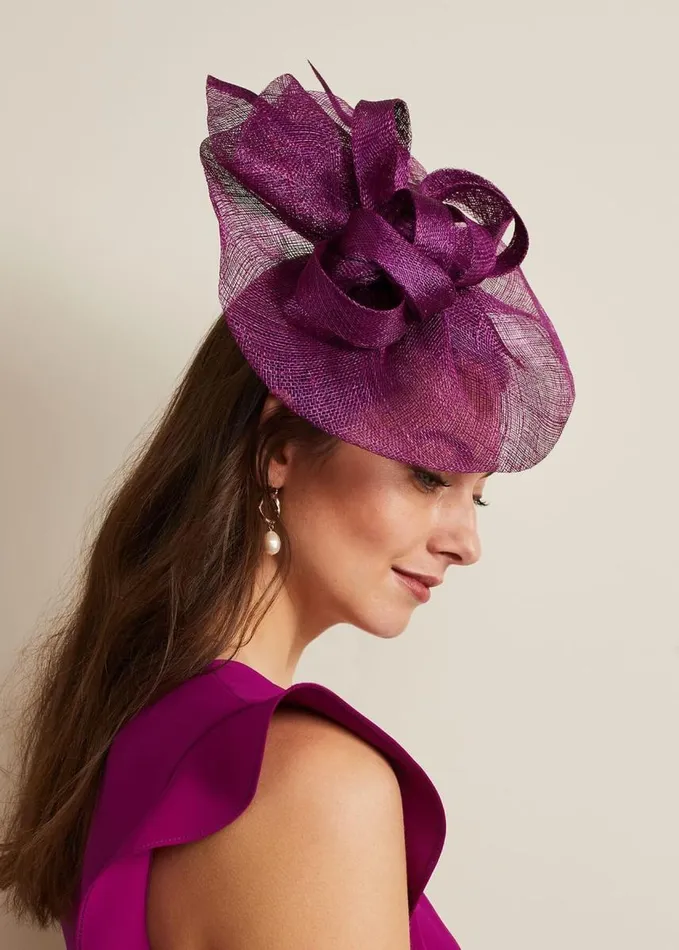 Phase Eight Freeform Bow Disc Fascinator Purple Women Fascinators and Hats