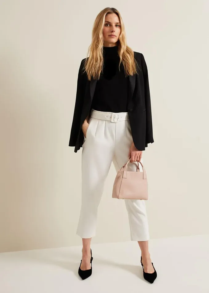 Phase Eight Gaia Neutral Tapered Tailored Trousers Neutral Women Trousers