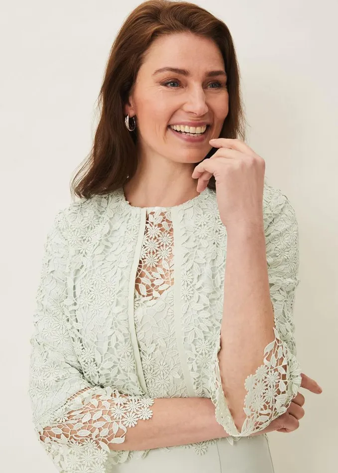 Phase Eight Georgia Lace Jacket Spearmint Women Jackets