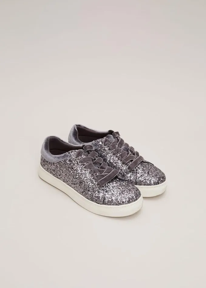 Phase Eight Grey Glitter Trainers Grey Women Childrenswear