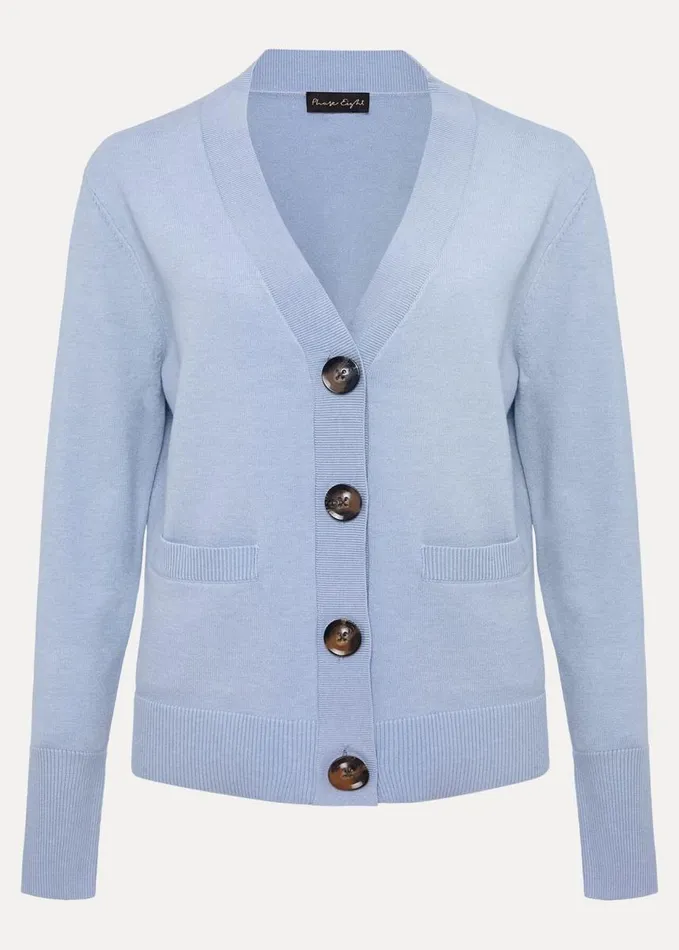 Phase Eight Ima Fine Knit V Neck Cardigan Pale Blue Women Knitwear