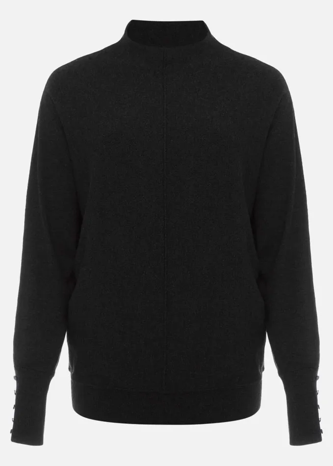 Phase Eight Indigo Button Cuff Easy Knit Charcoal Women Knitwear