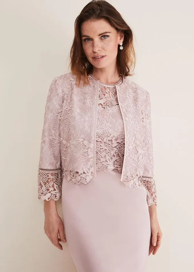 Phase Eight Isabella Lace Jacket Antique Rose Women Jackets