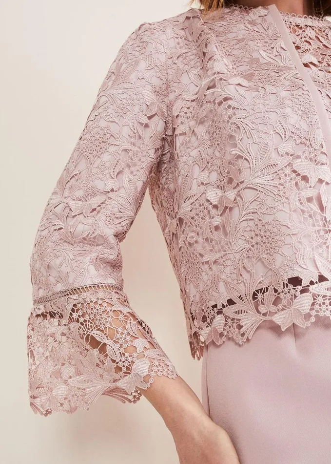 Phase Eight Isabella Lace Jacket Antique Rose Women Jackets