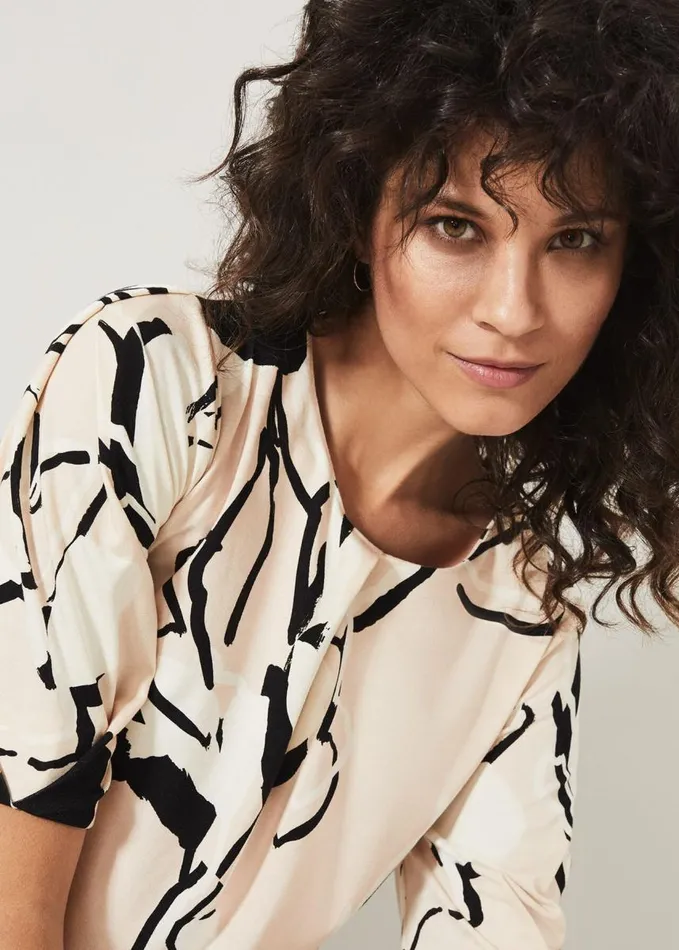 Phase Eight Jetta Marble Print Top Stone Women Tops and TShirts
