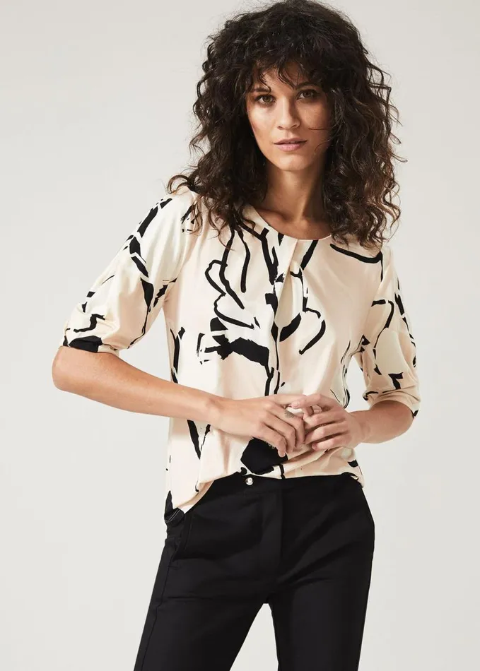 Phase Eight Jetta Marble Print Top Stone Women Tops and TShirts