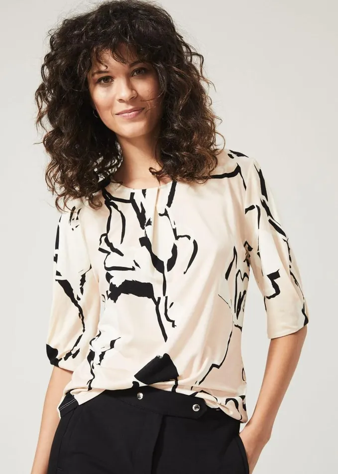 Phase Eight Jetta Marble Print Top Stone Women Tops and TShirts