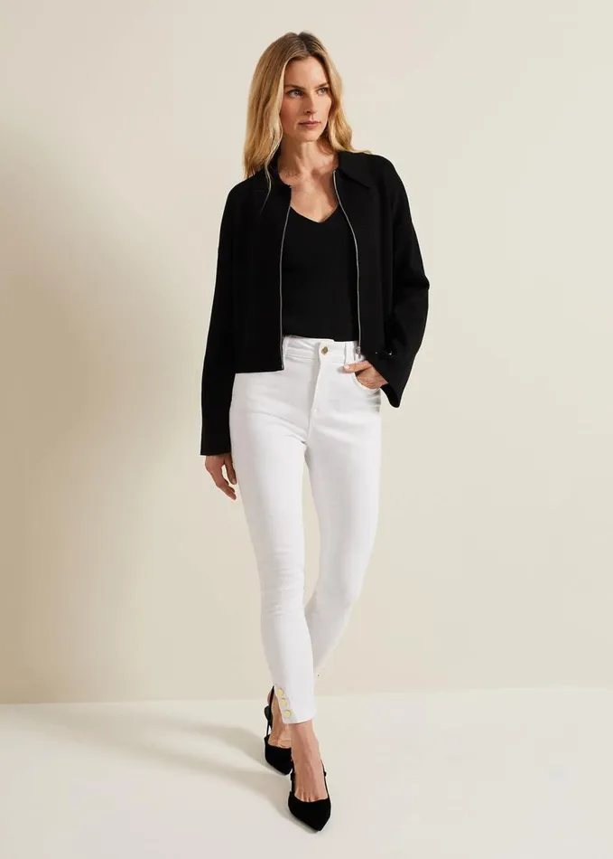 Phase Eight Joelle White Button Detail Skinny Jeans White Women Trousers