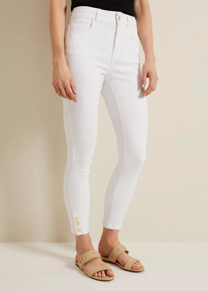 Phase Eight Joelle White Button Detail Skinny Jeans White Women Trousers