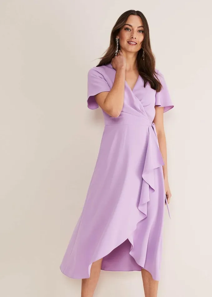 Phase Eight Julissa Ruffle Wrap Midi Dress Crocus Women Dresses