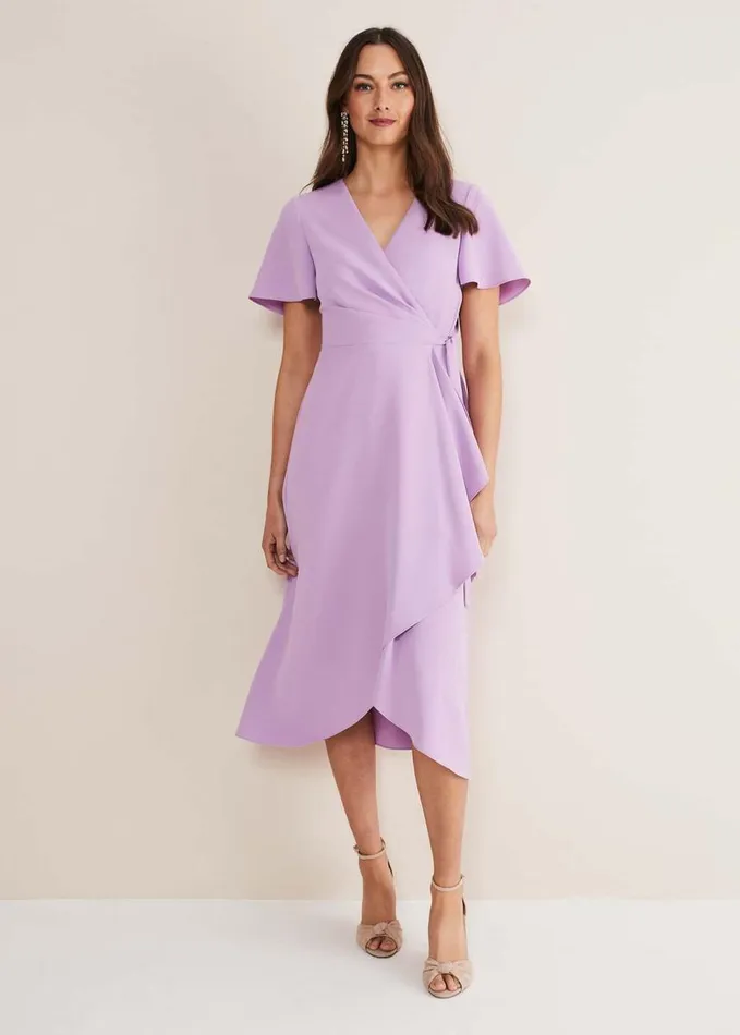 Phase Eight Julissa Ruffle Wrap Midi Dress Crocus Women Dresses