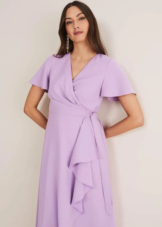 Phase Eight Julissa Ruffle Wrap Midi Dress Crocus Women Dresses