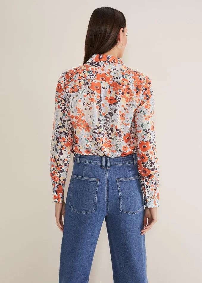 Phase Eight Katie Cotton Floral Blouse Multicoloured Women Shirts and Blouses