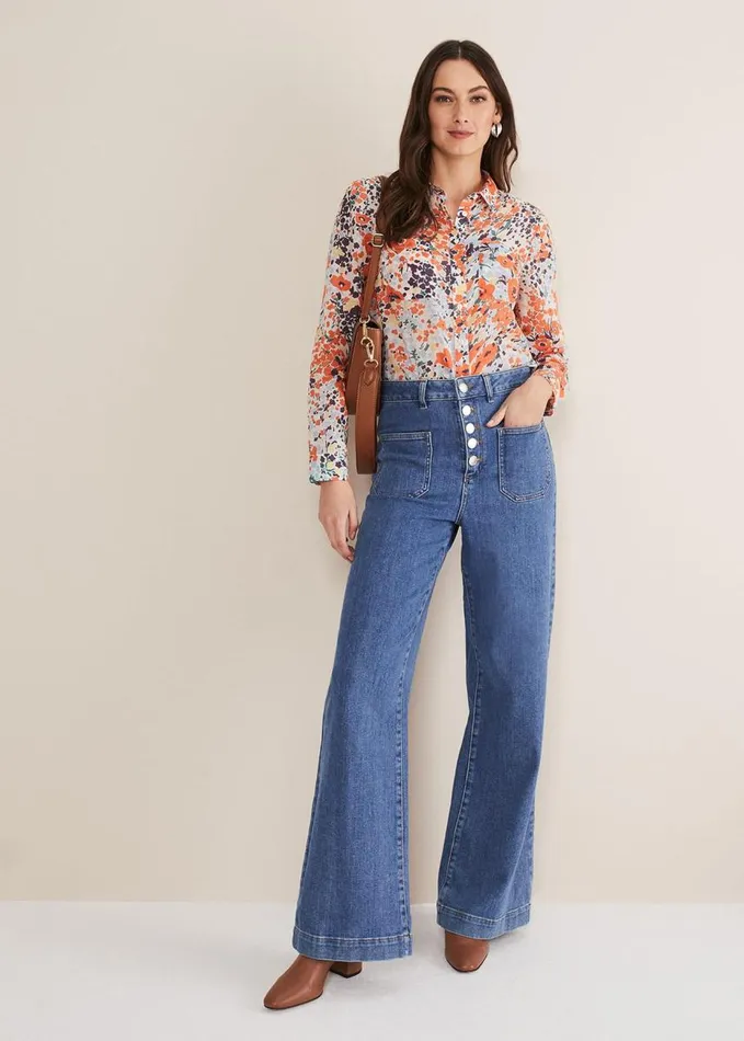 Phase Eight Katie Cotton Floral Blouse Multicoloured Women Shirts and Blouses