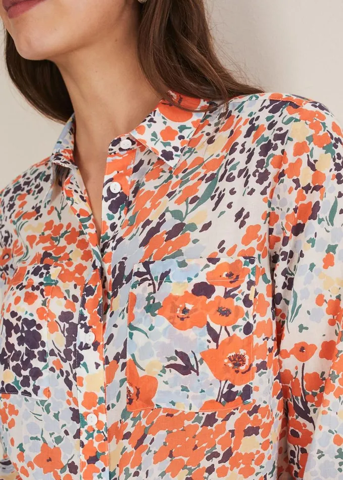 Phase Eight Katie Cotton Floral Blouse Multicoloured Women Shirts and Blouses