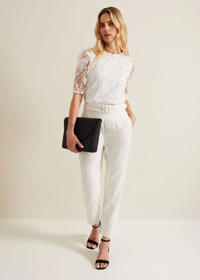 Phase Eight Kaycee Scallop Lace Top Ivory Women Tops and TShirts